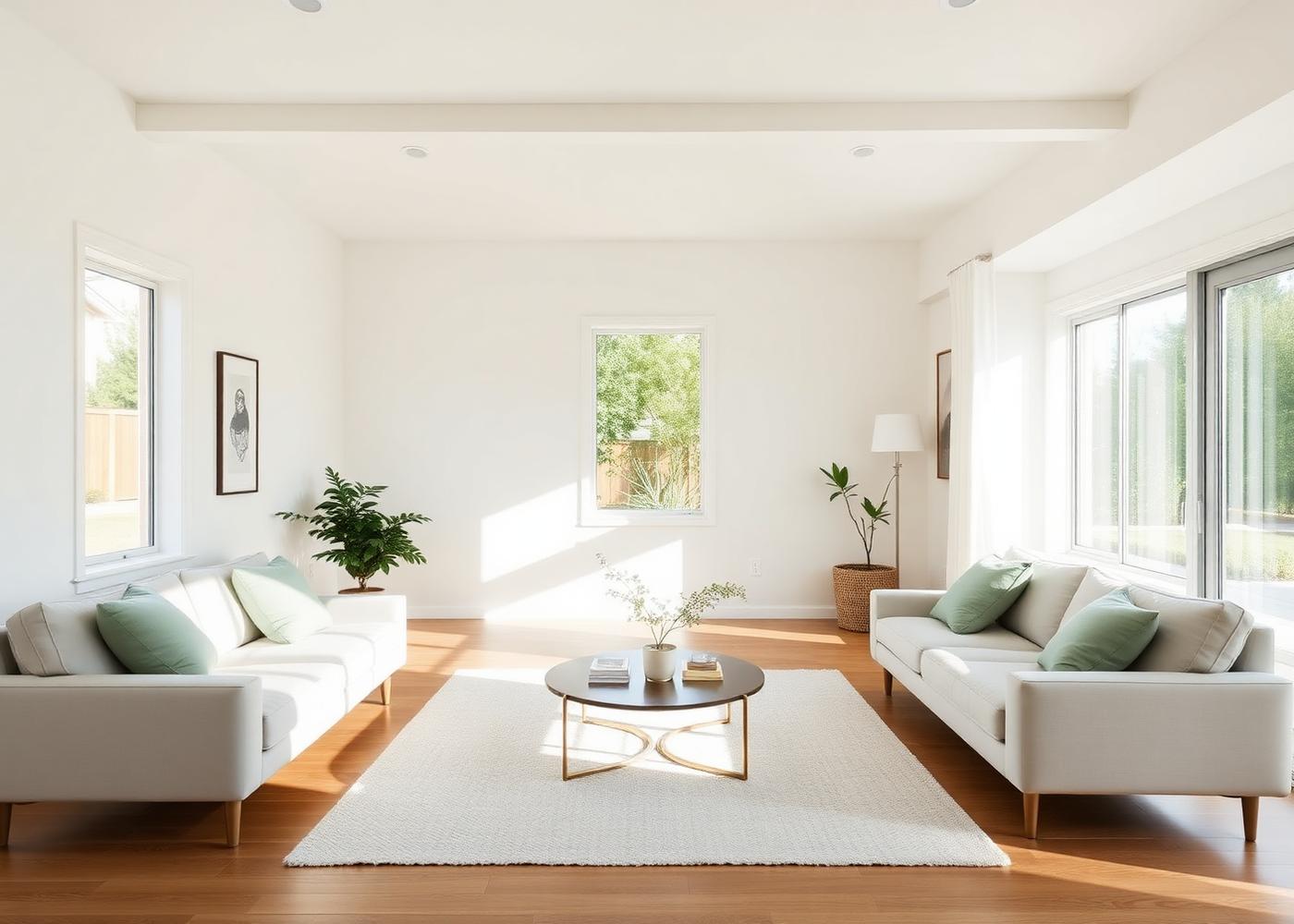 A bright, calm living room in a Portland home